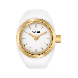 Fossil White Enamel Women's Ring Watch ES5412