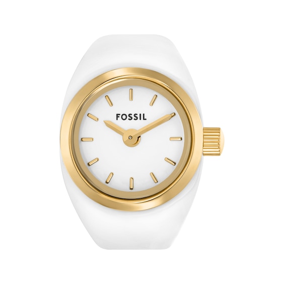 Fossil White Enamel Women's Ring Watch ES5412