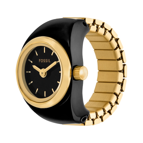 Fossil Black Enamel Women's Ring Watch ES5413
