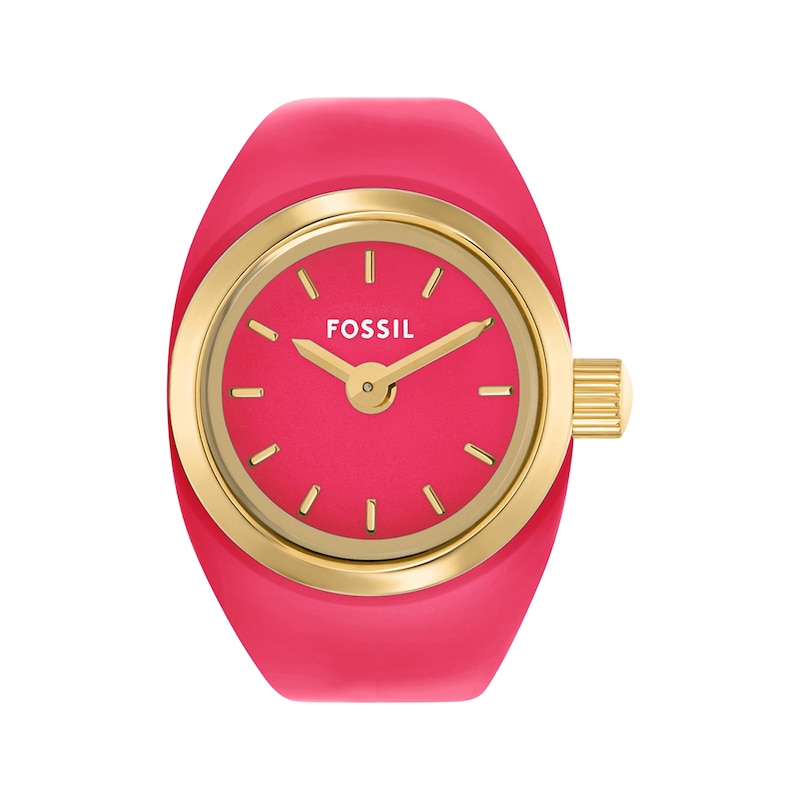 Main Image 1 of Fossil Pink Enamel Women's Ring Watch ES5414