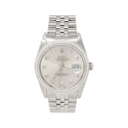 Previously Owned Men's Rolex Datejust 0.99 ct tw Diamond 18K White Gold Watch and Stainless Steel with Silver-Tone Dial (Model: 16234)