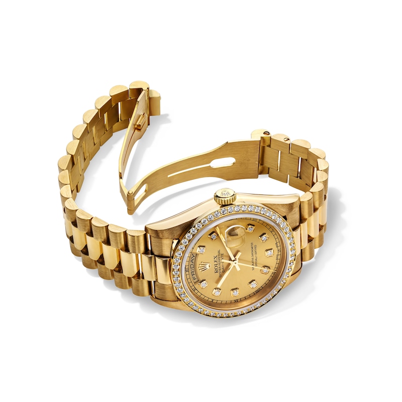 Main Image 3 of Previously Owned Men's Rolex Presidential 1 ct tw Diamond 18K Yellow Gold Automatic Watch with Champagne Dial (Model: 18238)