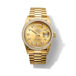 Previously Owned Men's Rolex Presidential 1 ct tw Diamond 18K Yellow Gold Watch with Champagne Dial (Model: 18238)