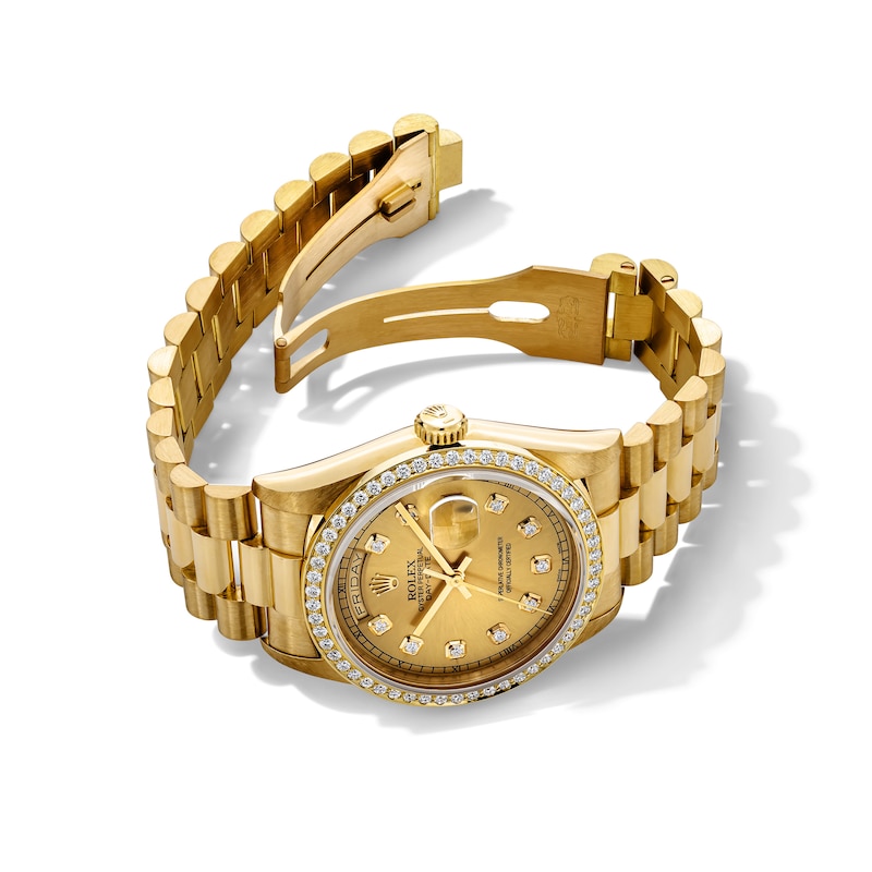 Main Image 3 of Previously Owned Men's Rolex Presidential 1 ct tw Diamond 18K Yellow Gold Watch with Champagne Dial (Model: 18238)