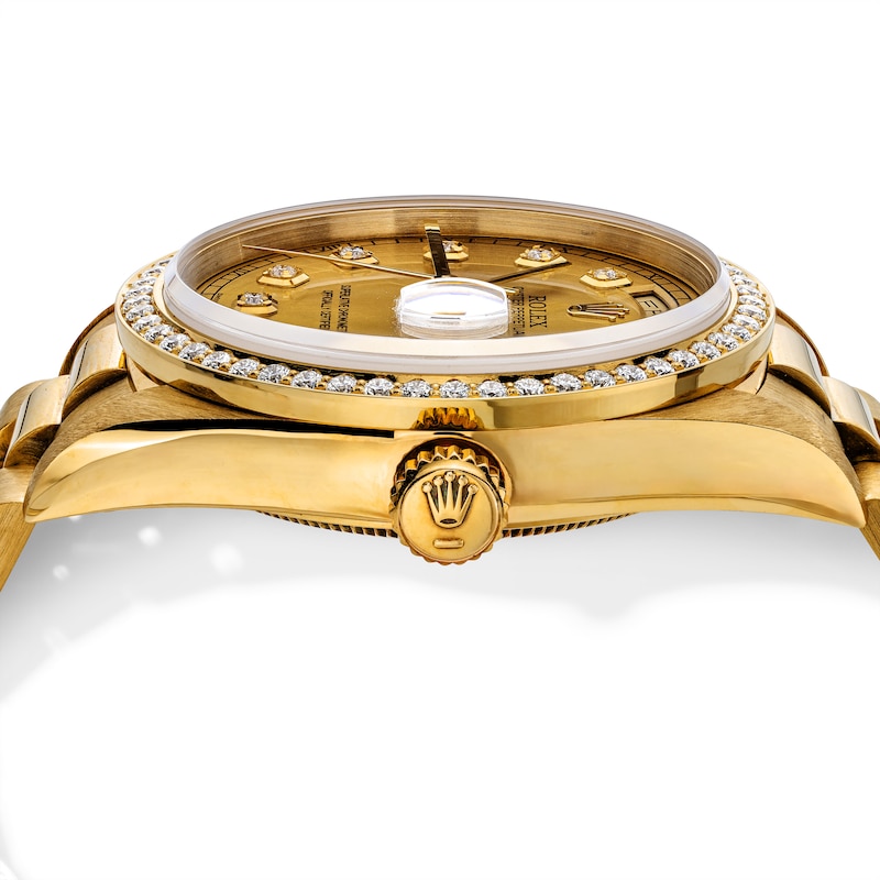 Main Image 4 of Previously Owned Men's Rolex Presidential 1 ct tw Diamond 18K Yellow Gold Watch with Champagne Dial (Model: 18238)