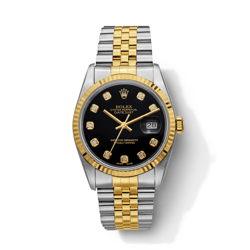Main Image 1 of Previously Owned Men's Rolex Datejust 36 7/8 ct tw Diamond Two-Tone Automatic Watch (Model: 16233)