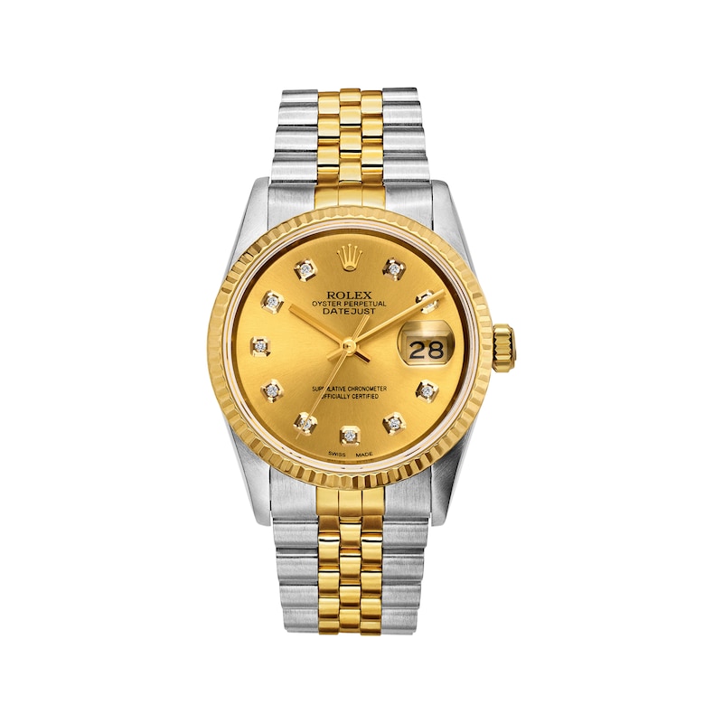 Main Image 1 of Previously Owned Men's Rolex Datejust 36 7/8 ct tw Diamond Two-Tone Automatic Watch (Model: 16233)