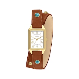 Fossil Turquoise-Studded Leather Wrap Women's Watch ES5418
