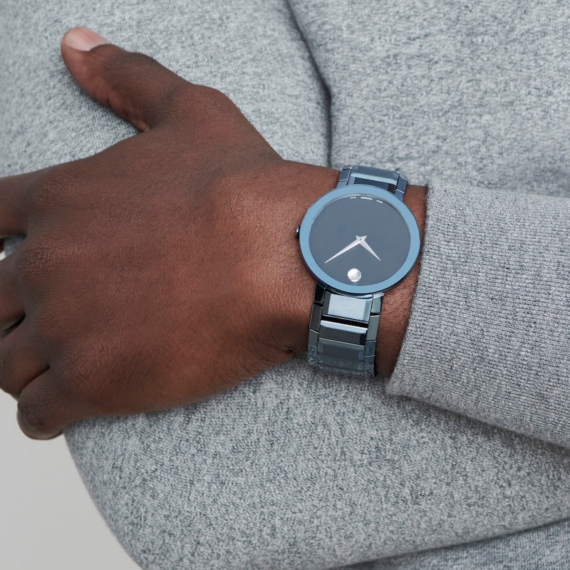 Main Image 4 of Previously Owned Movado Sapphire Men's Stainless Steel Watch 0607556