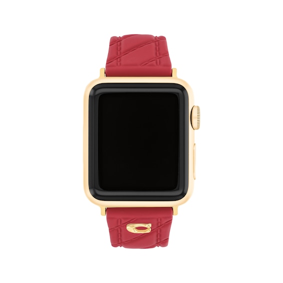 COACH Red Silicone Women's Apple Watch Strap 14700318