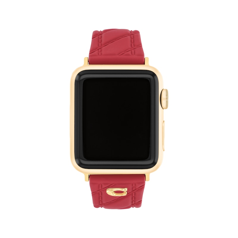 Main Image 1 of COACH Red Silicone Women's Apple Watch Strap 14700318