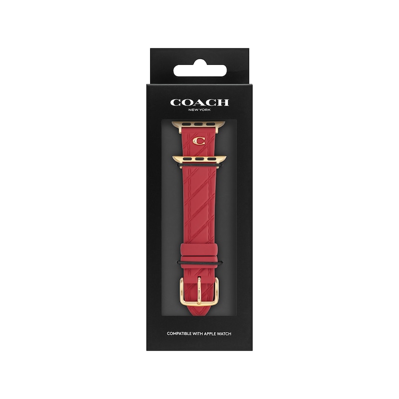Main Image 4 of COACH Red Silicone Women's Apple Watch Strap 14700318
