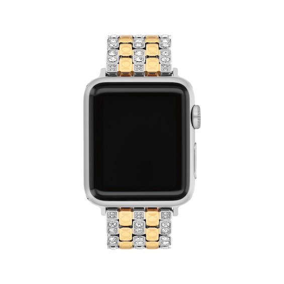 Coach Two-Tone Stainless Steel Crystal Women's Apple Watch Strap 14700314