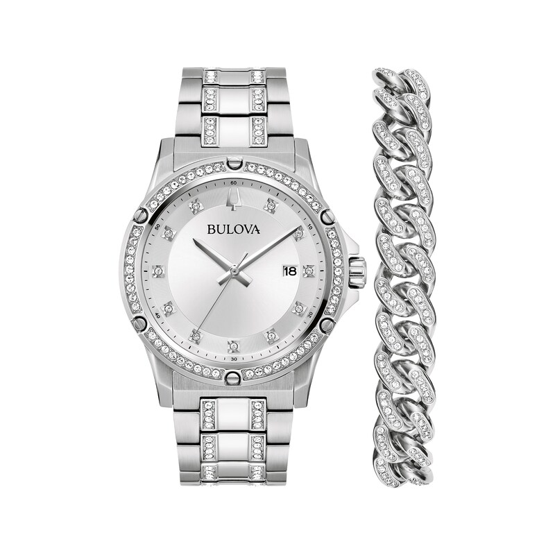 Main Image 2 of Previously Owned Bulova Crystal Collection Men's Watch Gift Set 96K114