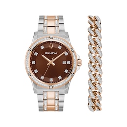 Bulova Crystal Collection Two-Tone 42mm Men's Watch Set 98K120