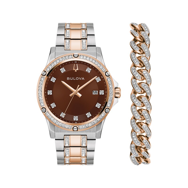 Main Image 1 of Bulova Crystal Collection Two-Tone 42mm Men's Watch Set 98K120