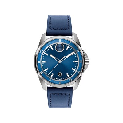 Movado Bold Quartz Blue Navy Dial Leather Strap Men\'s Watch Tested Working Movado Men main image 2