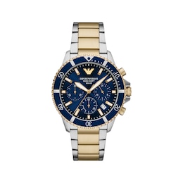 Emporio Armani World Explorer Solar-Powered Chronograph Two-Tone 43mm Men's Watch AR11740