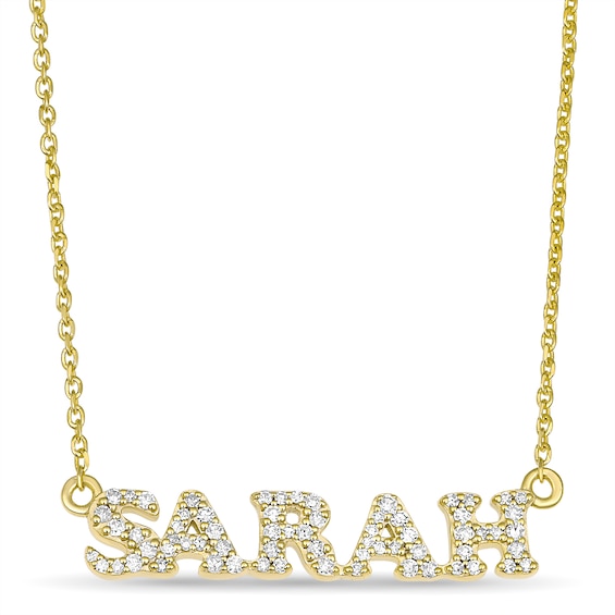 Diamond Block Font Nameplate Necklace (1 Name)