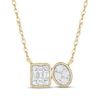 Thumbnail Image 1 of Baguette & Round-Cut Multi-Diamond Toi et Moi Necklace 1/6 ct tw 10K Yellow Gold 18"