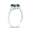 Thumbnail Image 2 of Emerald-Cut Lab-Created Emerald & White Lab-Created Sapphire Ring Sterling Silver