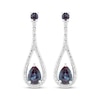 Thumbnail Image 2 of Pear-Shaped Lab-Created Alexandrite & White Lab-Created Sapphire Drop Earrings Sterling Silver