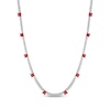 Thumbnail Image 1 of Square-Cut Lab-Created Ruby & White Lab-Created Sapphire Line Necklace Sterling Silver 18"