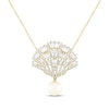 Thumbnail Image 1 of Cultured Pearl & White Lab-Created Sapphire Seashell Necklace 10K Yellow Gold 18"