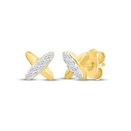 Diamond "X" Mini Stud Earrings 1/15 ct tw 10K Yellow Gold