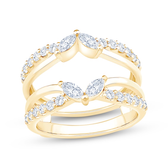 Now + Forever Lab-Grown Diamonds Marquise & Round-Cut Enhancer Ring 7/8 ct tw 14K Yellow Gold