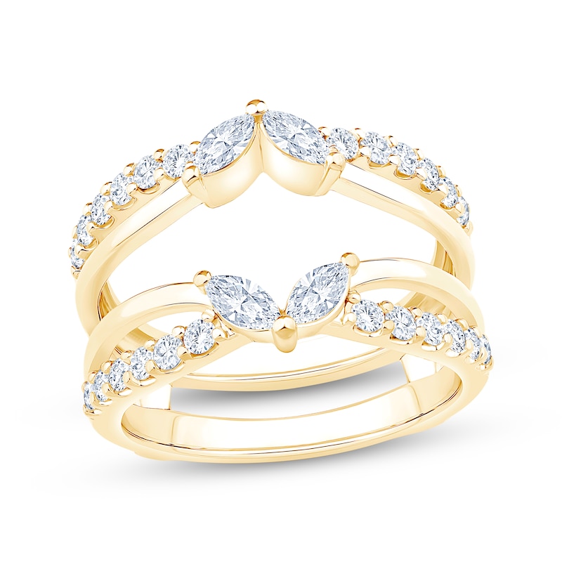 Main Image 1 of Now + Forever Lab-Grown Diamonds Marquise & Round-Cut Enhancer Ring 7/8 ct tw 14K Yellow Gold
