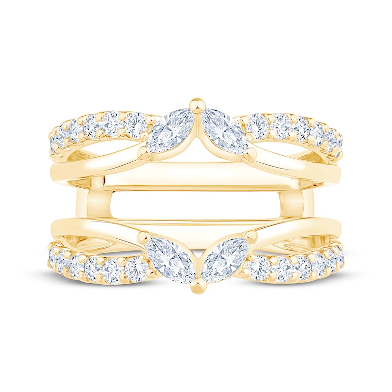 Main Image 3 of Now + Forever Lab-Grown Diamonds Marquise & Round-Cut Enhancer Ring 7/8 ct tw 14K Yellow Gold