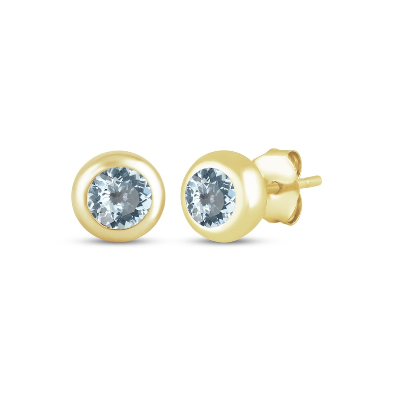 Main Image 1 of STUDIO BY KAY Aquamarine Bezel-Set Solitaire Stud Earrings 24K Yellow Gold Vermeil Sterling Silver