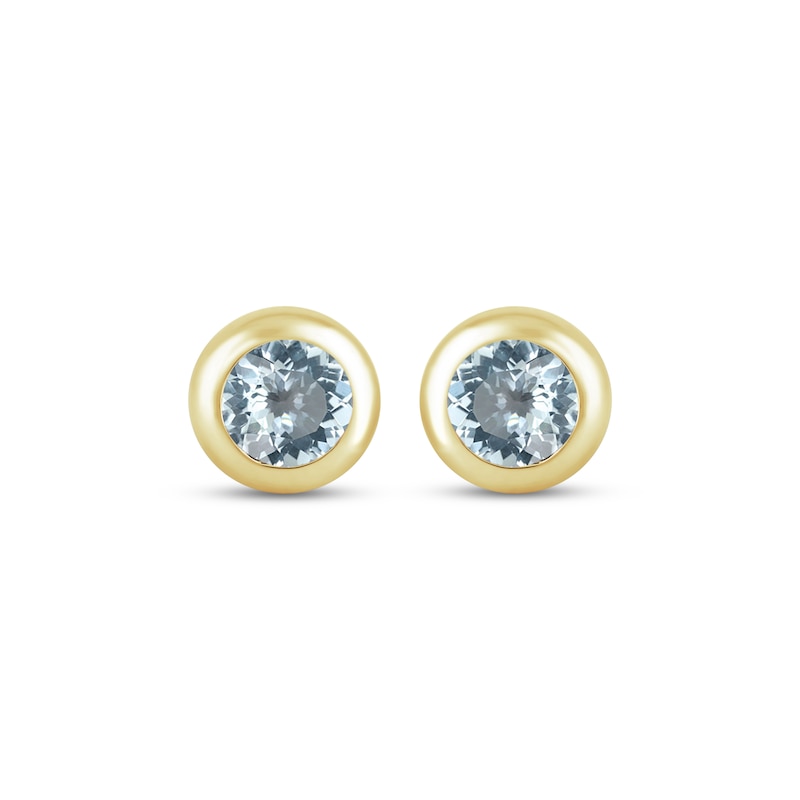 Main Image 2 of STUDIO BY KAY Aquamarine Bezel-Set Solitaire Stud Earrings 24K Yellow Gold Vermeil Sterling Silver