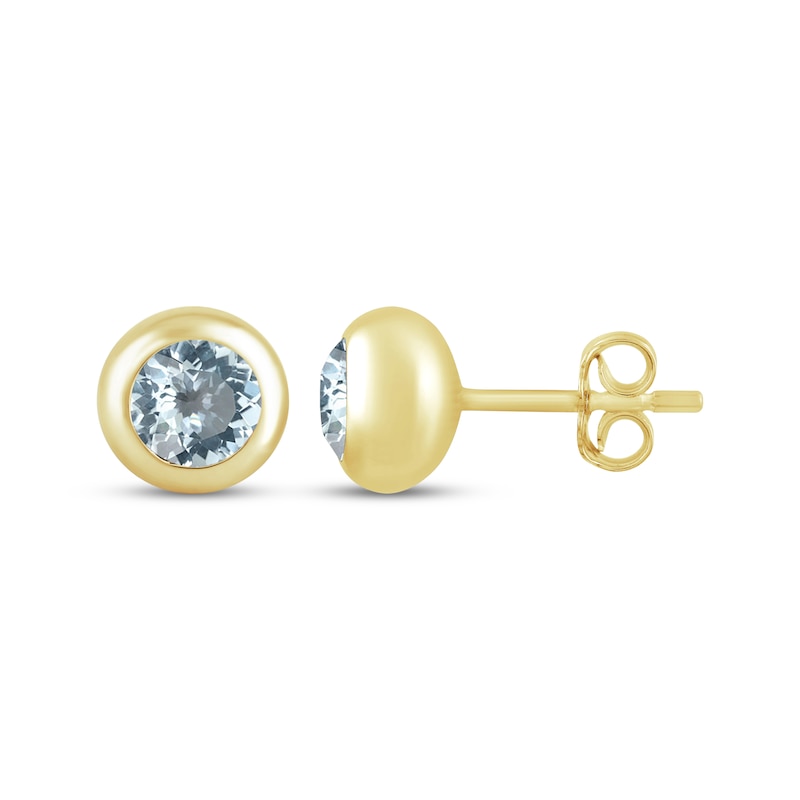 Main Image 3 of STUDIO BY KAY Aquamarine Bezel-Set Solitaire Stud Earrings 24K Yellow Gold Vermeil Sterling Silver