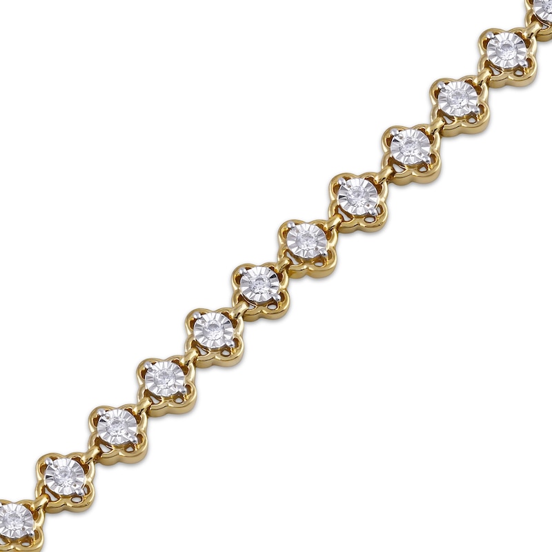 Main Image 2 of STUDIO BY KAY Lab-Grown Diamond Clover Link Bracelet 1/2 ct tw 24K Yellow Gold Vermeil Sterling Silver 7"