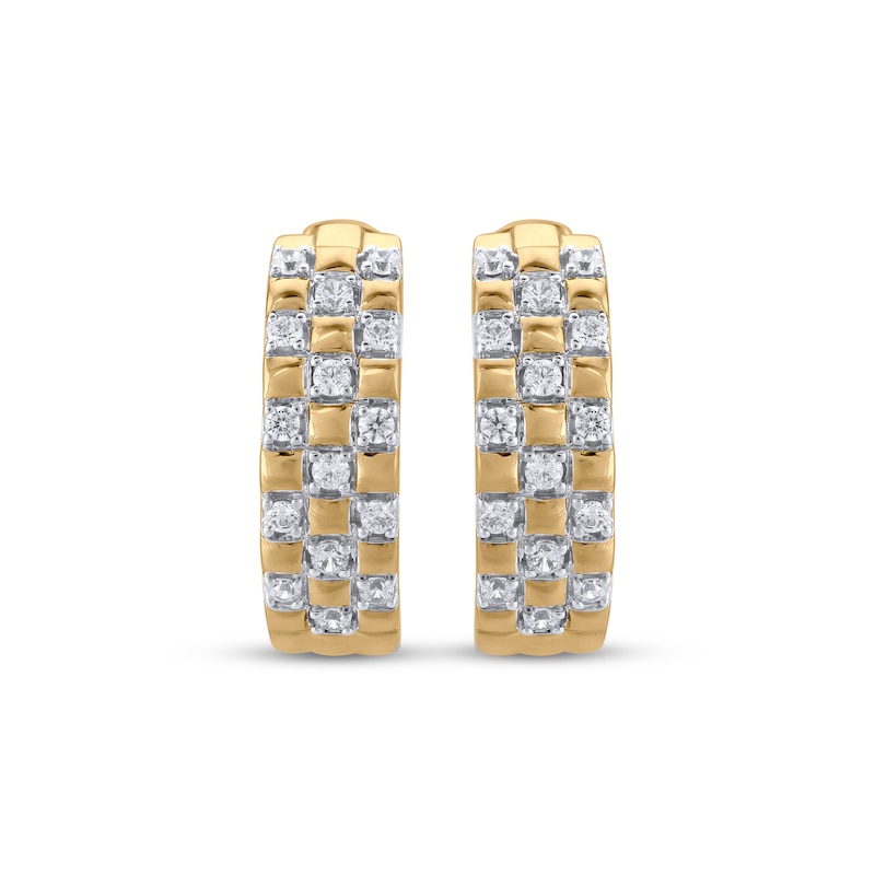 Main Image 2 of STUDIO BY KAY Diamond Checkerboard Hoop Earrings 1/4 ct tw 24K Yellow Gold Vermeil Sterling Silver