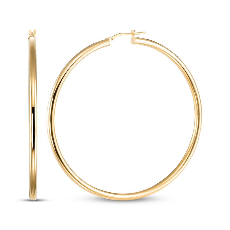 Main Image 1 of Tube Hoop Earrings 24K Yellow Gold Vermeil Sterling Silver 65mm