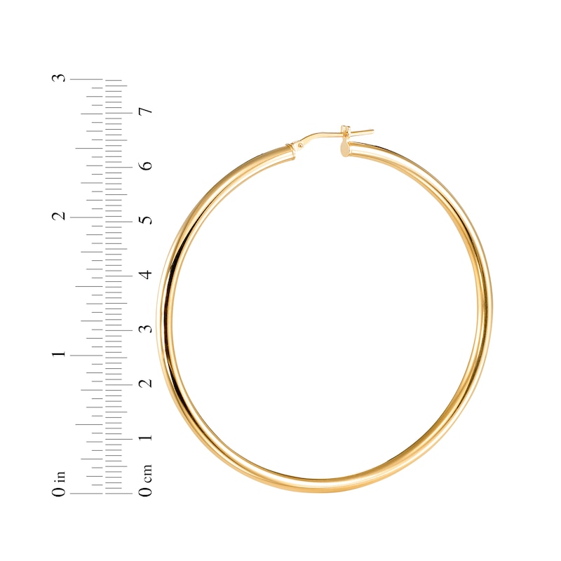 Main Image 4 of Tube Hoop Earrings 24K Yellow Gold Vermeil Sterling Silver 65mm