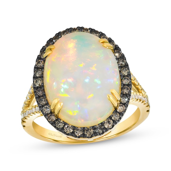 Le Vian Oval-Cut Opal Ring 5/8 ct tw Diamonds 14K Honey Gold