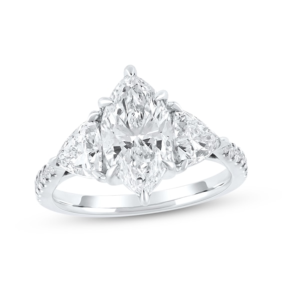 Memories Moments Magic Lab-Grown Diamonds Marquise & Trillion-Cut Three-Stone Engagement Ring 3-1/3 ct tw 14K White Gold