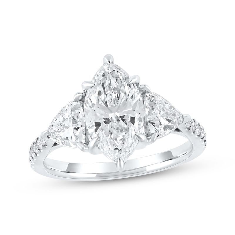 Main Image 1 of Memories Moments Magic Lab-Grown Diamonds Marquise & Trillion-Cut Three-Stone Engagement Ring 3-1/3 ct tw 14K White Gold