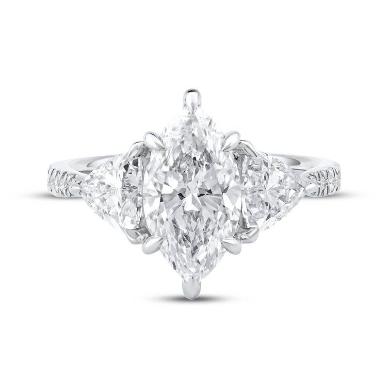 Main Image 3 of Memories Moments Magic Lab-Grown Diamonds Marquise & Trillion-Cut Three-Stone Engagement Ring 3-1/3 ct tw 14K White Gold