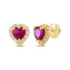 Thumbnail Image 1 of Children's Heart-Shaped Red & White Cubic Zirconia Stud Earrings 14K Yellow Gold