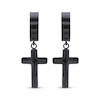 Thumbnail Image 2 of Men's Cross Dangle Huggie Hoop Earrings Black Ion-Plated Stainless Steel