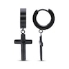 Thumbnail Image 3 of Men's Cross Dangle Huggie Hoop Earrings Black Ion-Plated Stainless Steel