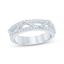 KAY Bow Collection Baguette & Round-Cut Lab-Grown Diamond Anniversary Ring 3/8 ct tw 14K White Gold