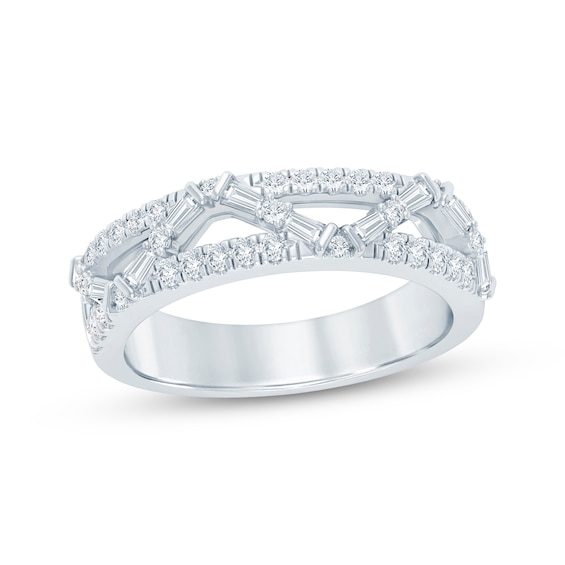 KAY Bow Collection Baguette & Round-Cut Lab-Grown Diamond Anniversary Ring 3/8 ct tw 14K White Gold