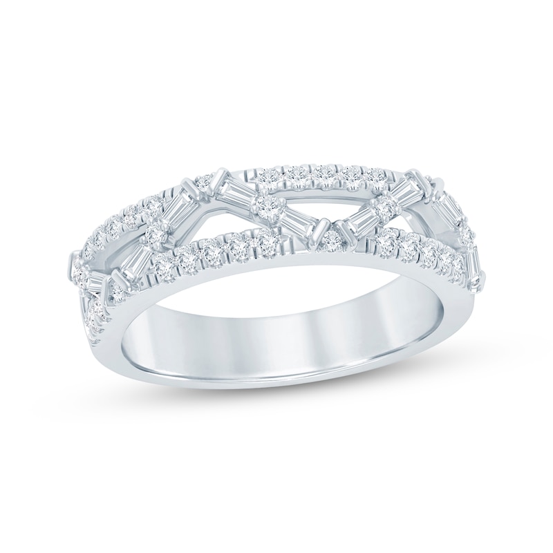 Main Image 1 of KAY Bow Collection Baguette & Round-Cut Lab-Grown Diamond Anniversary Ring 3/8 ct tw 14K White Gold