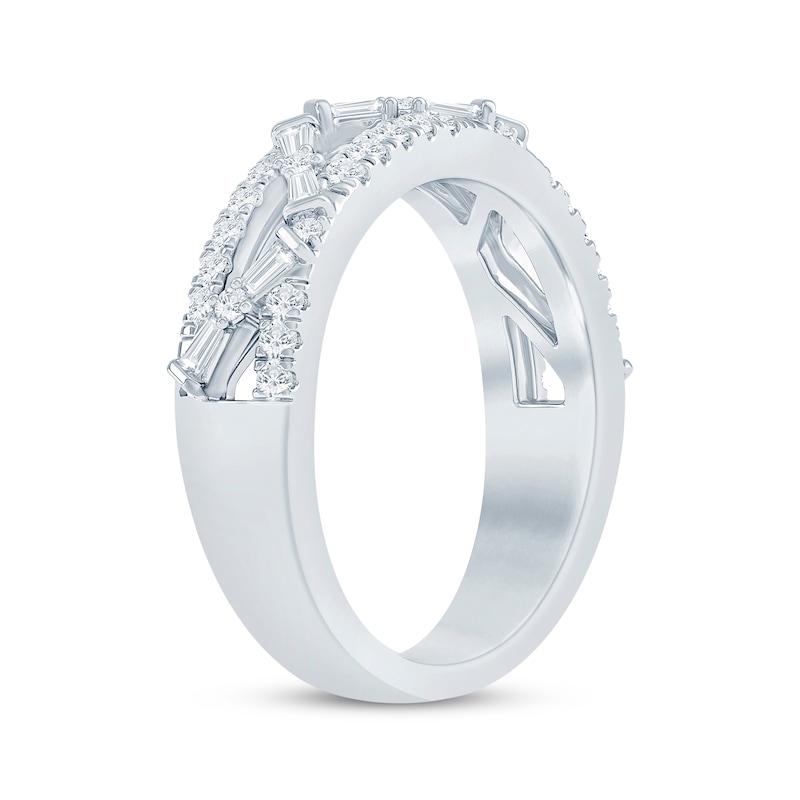 Main Image 2 of KAY Bow Collection Baguette & Round-Cut Lab-Grown Diamond Anniversary Ring 3/8 ct tw 14K White Gold